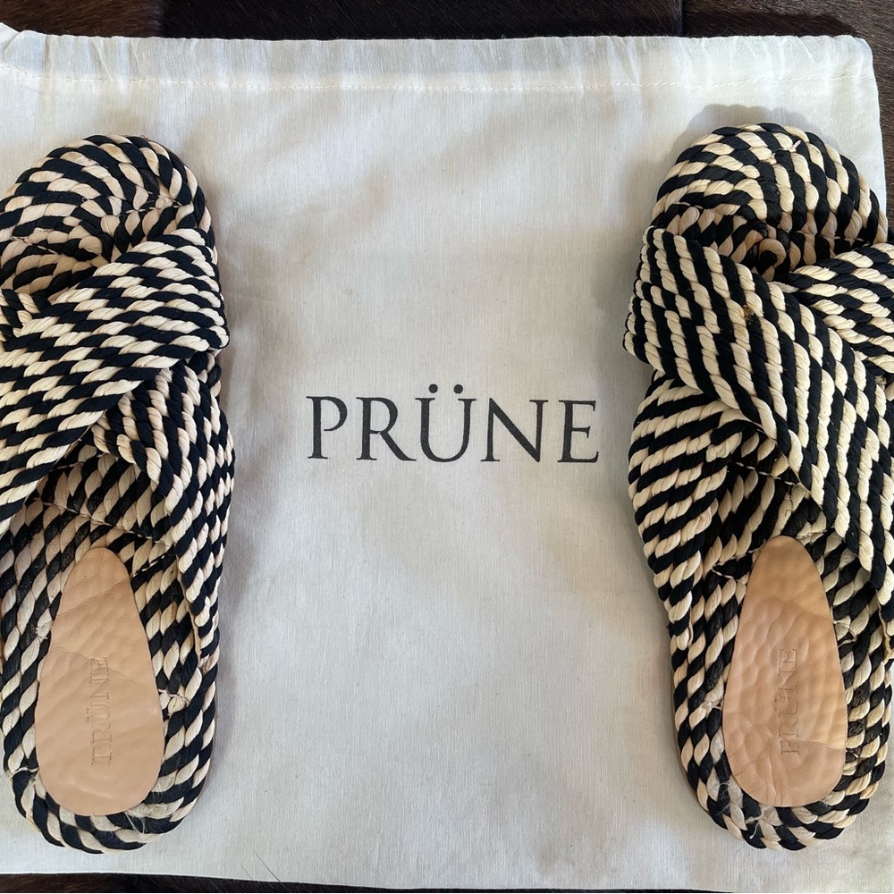 Prüne Black and Cream Braided Sandals